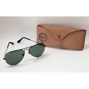 VINTAGE B&L Ray Ban Black Chrome Wire Aviator Sunglasses